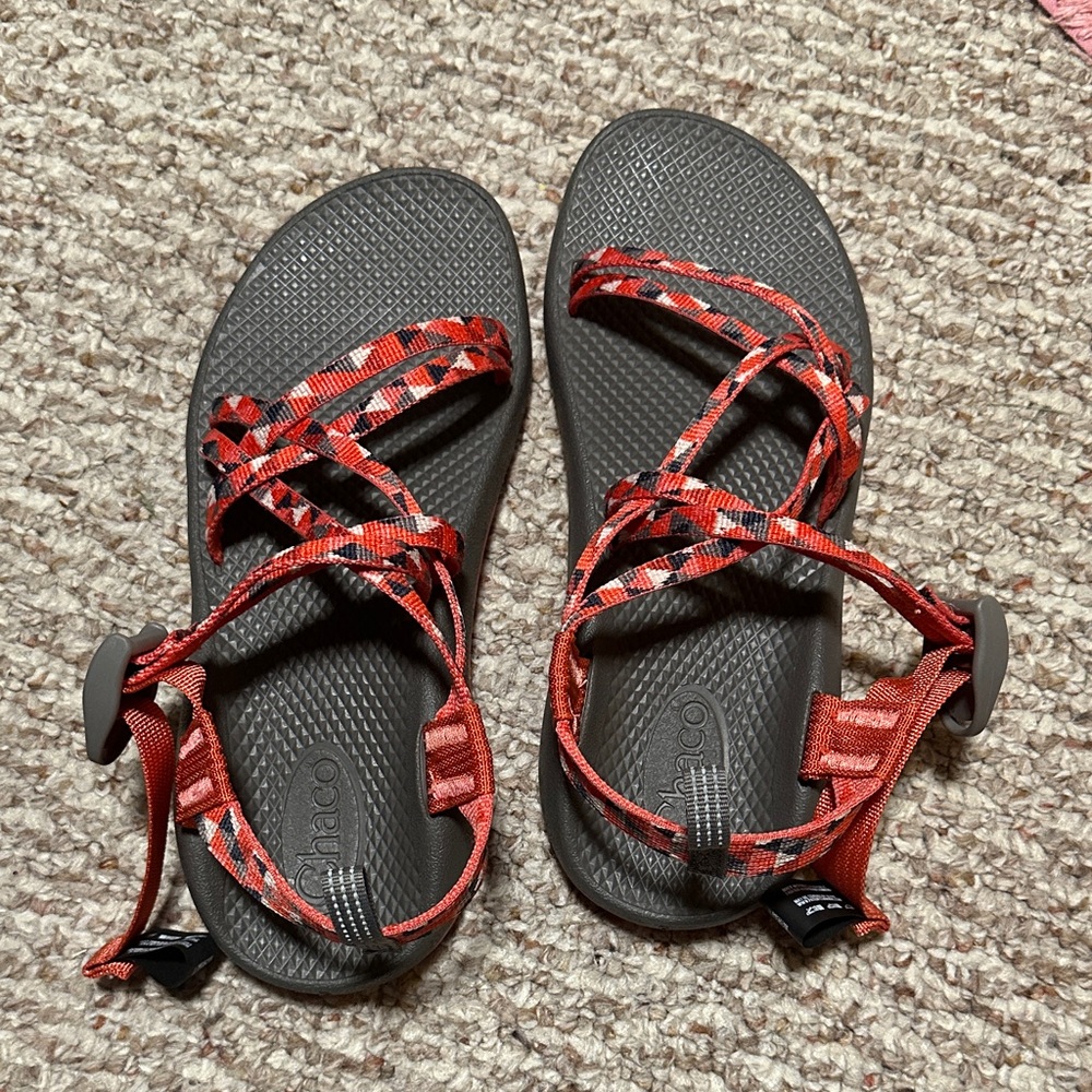 Chaco Red and Gray Strappy Sandals
